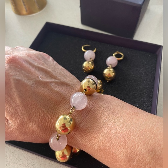 Italian set bracelet and earrings gold plated gorgeous - Picture 6 of 7